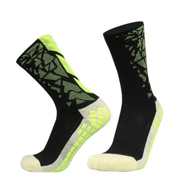 Unisex Football Sports Socks EUR 39-45 Non-Slip Silicone Sole Knee High Breathable Elastic black-green