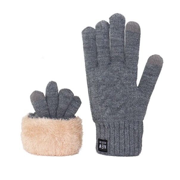 Unisex gestrickte Touchscreen-Handschuhe Einheitsgröße Warme Winterhandschuhe mit Fleece-Futter Weiche wärmende Handschuhe für den täglichen Gebrauch hellgrau
