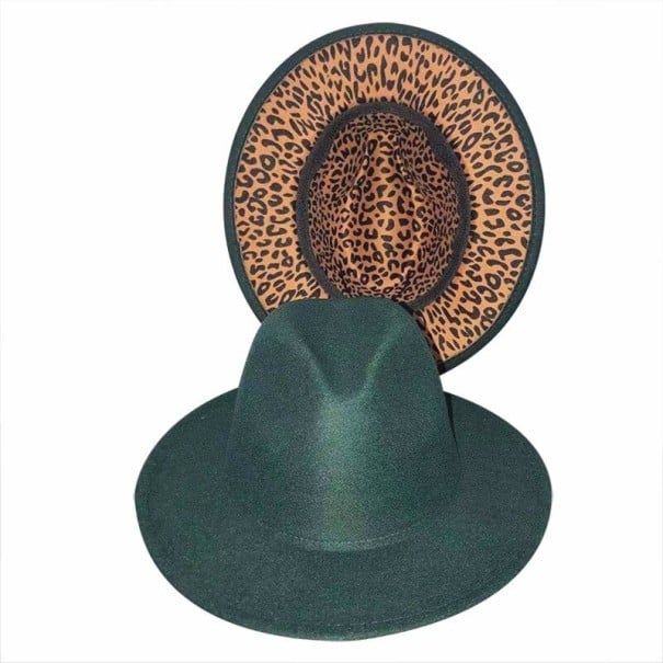 Unisex Hat with Leopard Print dark green