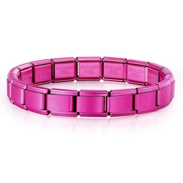 Unisex hvězdný barevný 18dílný italský přívěsek z nerezové oceli 9 mm Moderní design pro muže i ženy Stylový šperk na každodenní nošení tmavě růžová