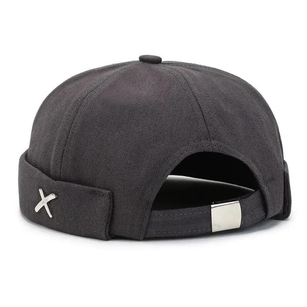 Unisex jarná námornícka čiapka Guppi 28 × 18 × 11 cm Polyesterový guľatý klobúk Kórejský streetwear štýl Ležérna módna čiapka pre mužov aj ženy sivá
