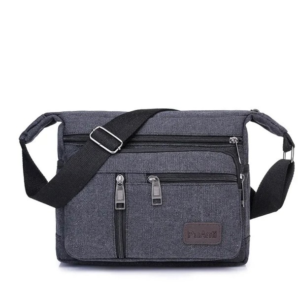 Unisex-kangasinen olkalaukku 31 × 11 × 24 cm Rento reppu ja crossbody-käsilaukku Miesten ja naisten matkalaukku Lompakko kaupungille ja matkoille musta