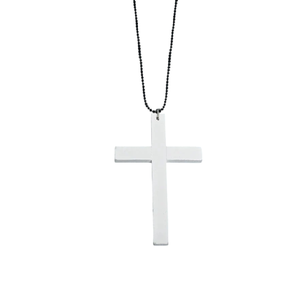 Unisex kaulakoru goottilainen risti 7x10,5 cm ketju 71 cm metalliseos ja puu riipus jokapäiväiseen käyttöön ja tyyliin valkoinen
