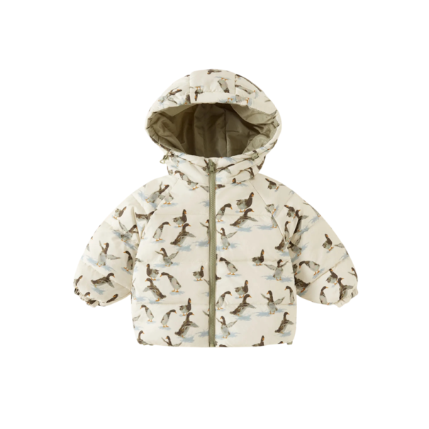 Unisex kind winterjas met eenden Jas met rits en capuchon Warme jas van polyestervezel Warm winterkleding voor jongens en meisjes 3