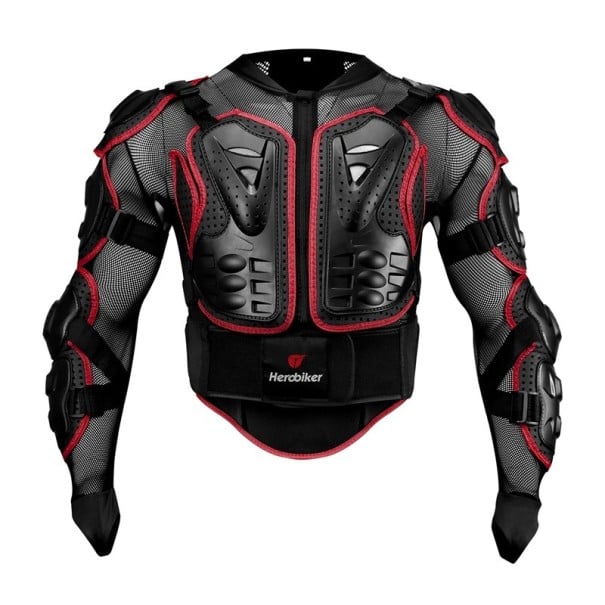 Unisex motocyklová bunda s celotělovou ochranou Chránič zad hrudníku loktů ramen Enduro Motokros Racing Síťovina Lycra Plast Bederní pás červená XXL