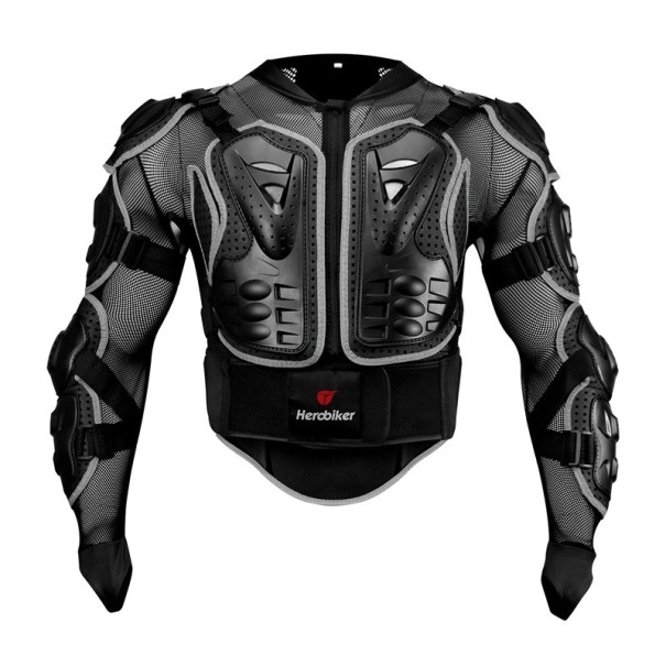 Unisex-Motorradjacke mit Ganzkörperschutz, Rücken, Brust, Ellbogen, Schulterschutz, Enduro, Motocross, Racing, Mesh, Lycra, Kunststoff, Hüftgurt grau S
