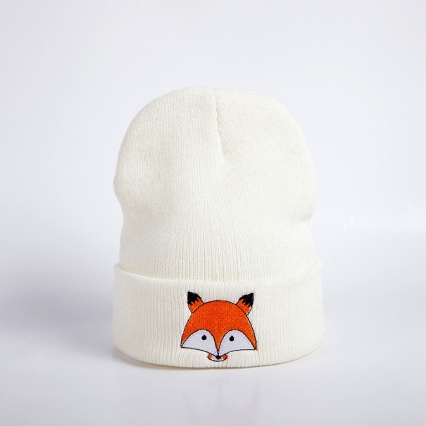 Unisex-Mütze mit einem Fuchs weiß