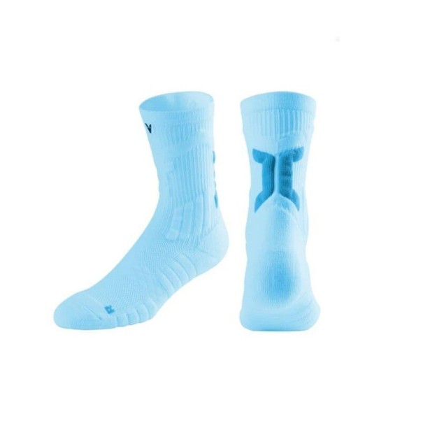 Unisex Non-Slip Sports Socks Breathable Elastic Mid-Calf Running Football Training light blue
