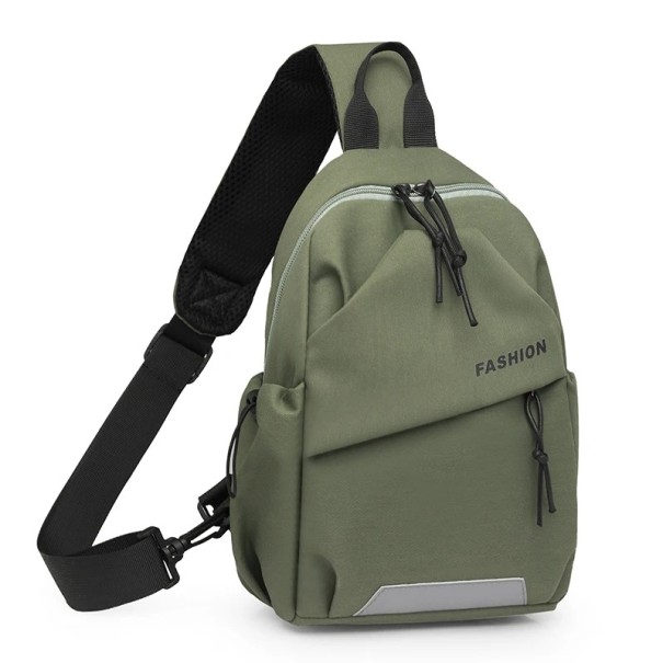 Unisex Nylon Brysttaske Over Skulder Justerbar Strop Lynlås Lukning Letvægts Sportstaske Udendørs Rejselomme grøn