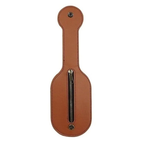Unisex peněženka na mince 25,4 x 7,8 cm Syntetická kůže Mosaz Klapka chránící zip s poutkem na opasek hnědá