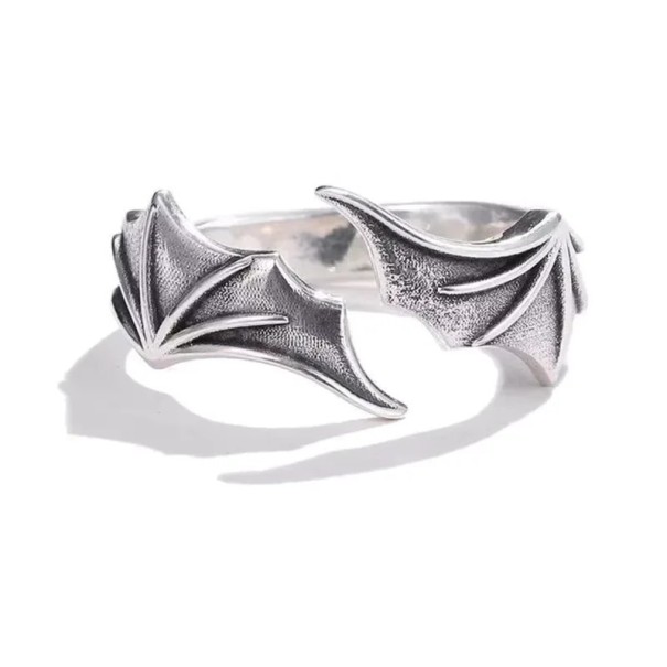 Unisex Ring in the Shape of Demonic Wings Zinc Alloy Adjustable Size Stylish Jewellery for Men and Women Modern Wing Ring for Everyday Wear 1