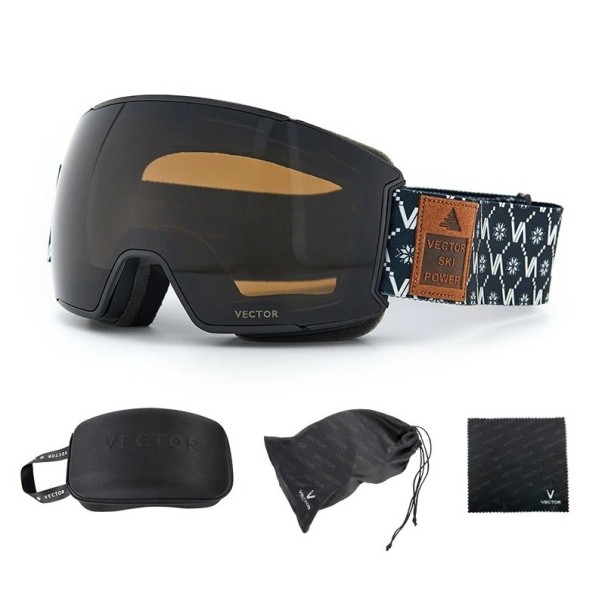Unisex Ski Goggles UV400 Plastic Anti-Fog with Vector Logo Black Comfortable Outdoor Sport Safe Vision Stylish 1