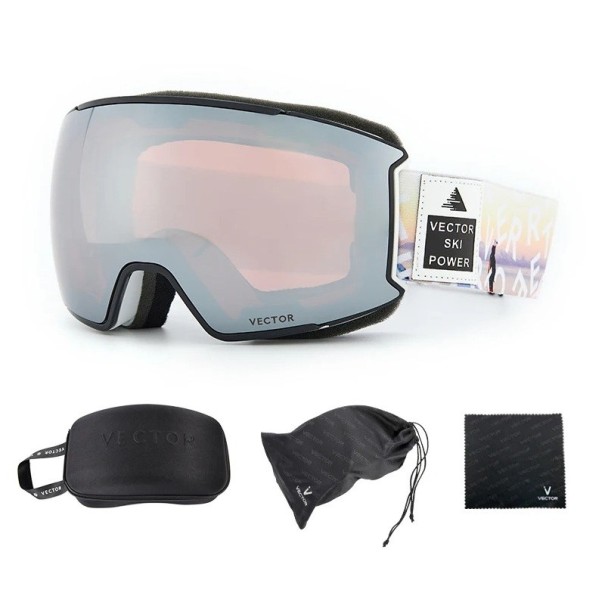 Unisex Ski Goggles UV400 Plastic Anti-Fog with Vector Logo Grey Comfortable Outdoor Sport Safe Vision Stylish 1