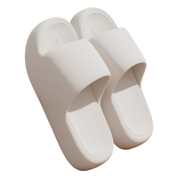 Unisex Slippers with Extra Thick Sole Soft Home Slippers Minimalist Design Shock Absorbing Moulds to the Foot Comfort for Every Day white 44-45