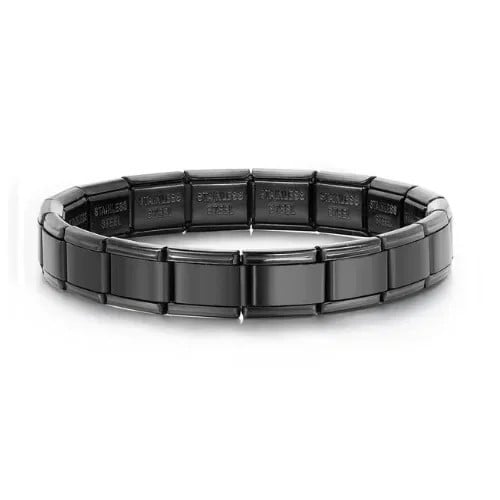 Unisex Sternfarbener 18-teilig Italienischer Anhänger aus Edelstahl 9 mm Moderner Design für Männer und Frauen Stilvoller Schmuck schwarz