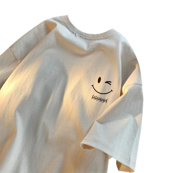 Unisex tričko s potiskem roztomilých koček a anglickými nápisy Cat Happy Kávový motiv Ice Coffee Design Vtipné tričko s ilustracemi pro volný čas béžova XXL