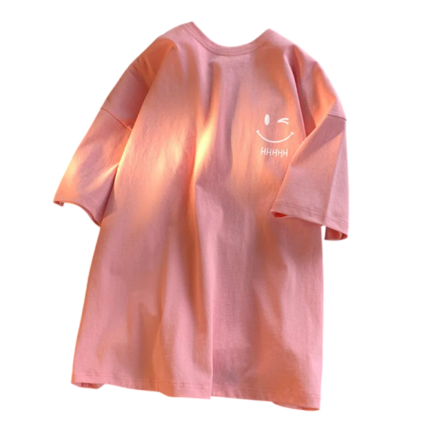 Unisex tričko s potiskem roztomilých koček a anglickými nápisy Cat Happy Kávový motiv Ice Coffee Design Vtipné tričko s ilustracemi pro volný čas růžová XS