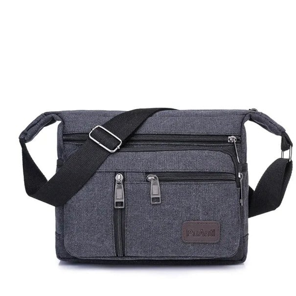 Unisex τσάντα ώμου από καμβά 31×11×24 εκ. Χαλαρός σακίδιο και τσάντα crossbody Ανδρική γυναικεία ταξιδιωτική τσάντα Πορτοφόλι για την πόλη και τις εκδρομές μαύρο