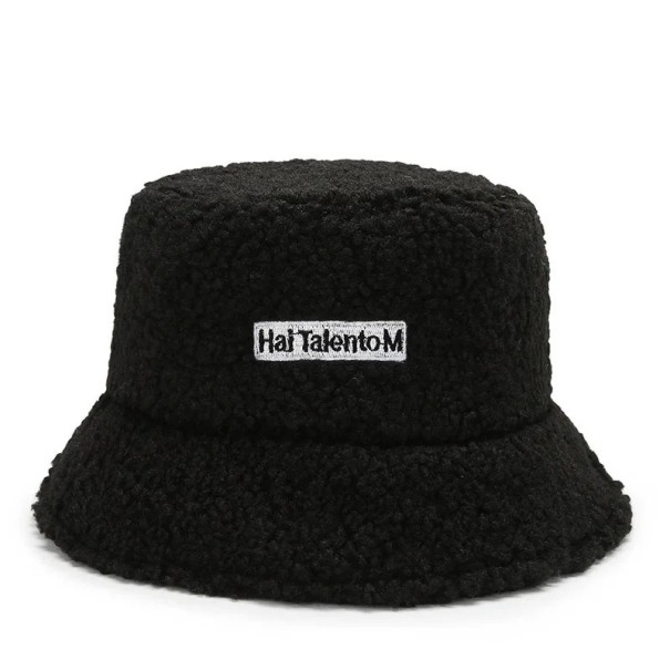 Unisex villahattu brodeeratulla tekstillä 56–58 cm Lammasvilla Lämmin talvinen tyylikäs hattu syksyyn ja talveen musta