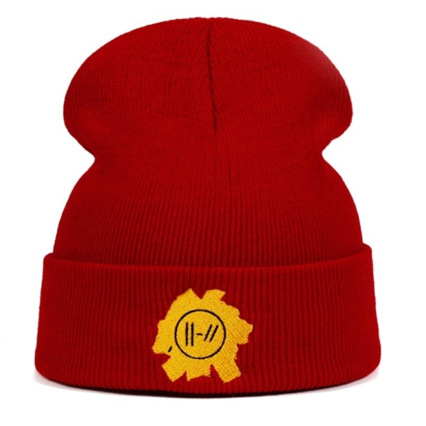 Unisex wintermuts met print rood