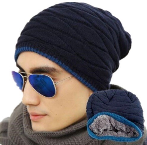 Unisex-Winterstrickmütze in mehreren Farben blau