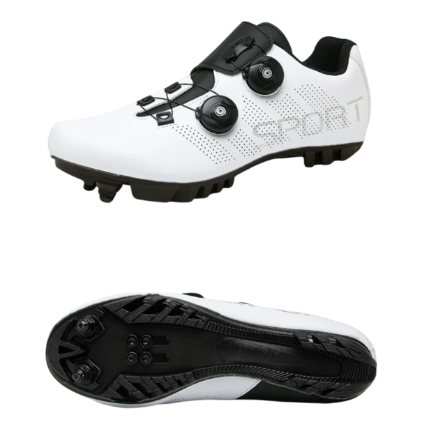 Unisexowe buty rowerowe z podwójnym obrotowym zapięciem i klamrami nylon PU skóra EVA bawełna do jazdy szosowej i sportowej biały 45