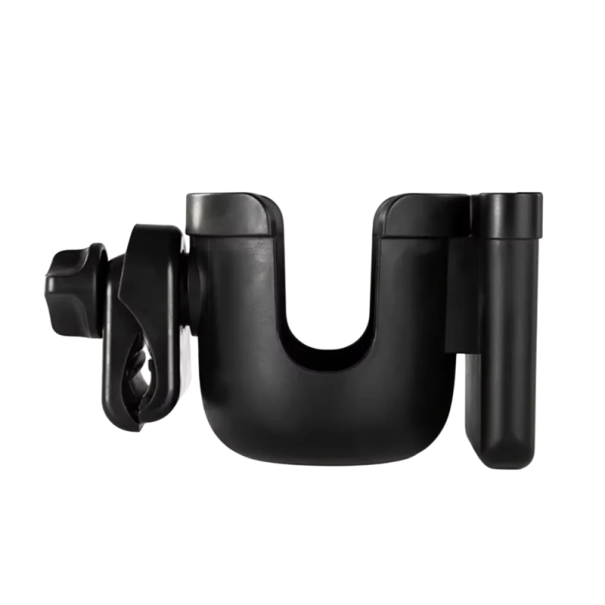Universal 2-in-1 Bottle and Phone Holder for Pushchair Black Adjustable Grip 360° Rotating Drink and Mobile Phone Holder 1