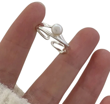 Universal Adjustable Size Open Double Ring with Pearl Elegant Women's Ring Fashion Jewellery for Everyday Wear and Festive Occasions 1