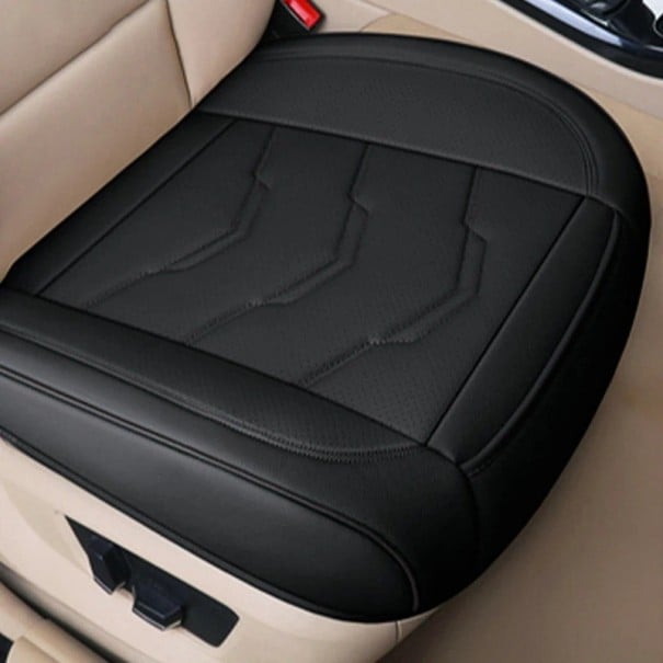 Universal-Autositzbezug aus Leder mit Tasche Schützender Autositzbezug Hochwertiges Kunstleder Bequemer Sitz Wasserdicht Einfach schwarz