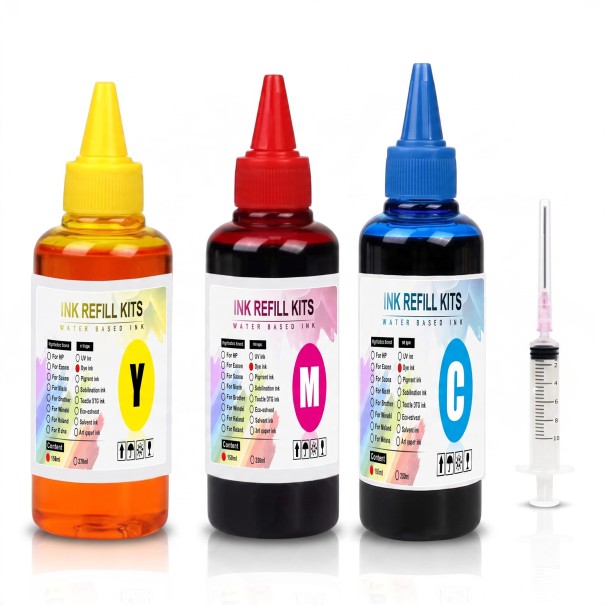 Universal Ink 3 pcs 100 ml Cyan Magenta and Yellow Water-Based For HP Canon Epson and Brother For Refilling Cartridges Deskjet and CISS 1
