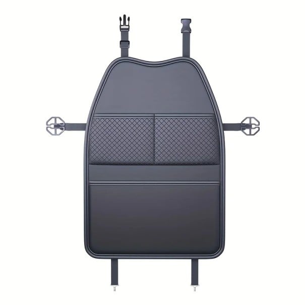 Universal PU Leather Back Seat Cover with Pockets, Waterproof Protector Against Scuffs and Dirt 1