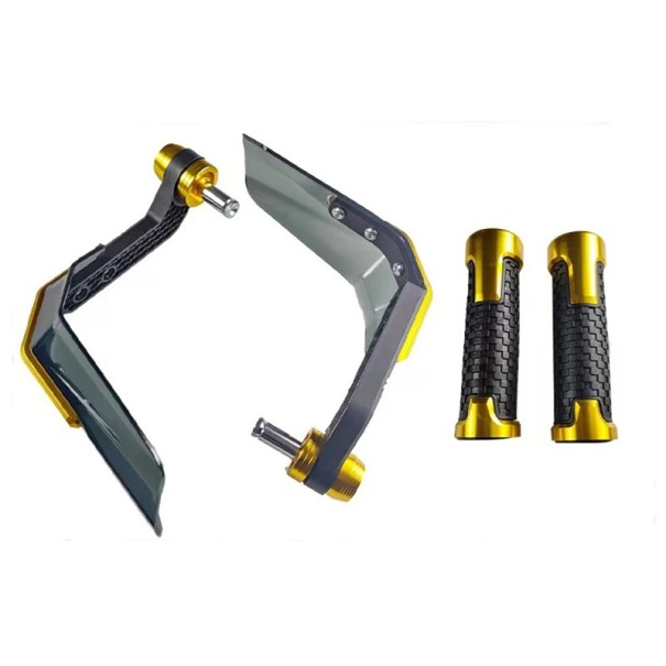 Universal Wind Deflector for Motorcycle, Scooter and Electric Bike Handguard with Aluminium Reinforcement and Grip Set yellow
