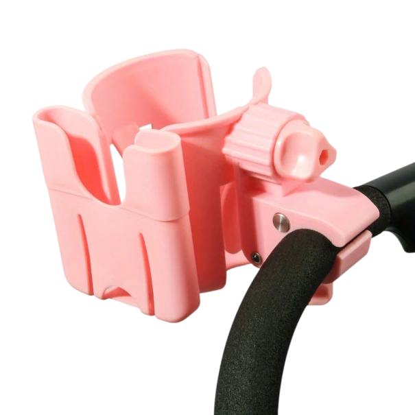 Universel 2i1 holder til flaske og telefon til barnevogn Rotérbar multifunktionel holder til drikke og mobiltelefon Justerbart greb rosa