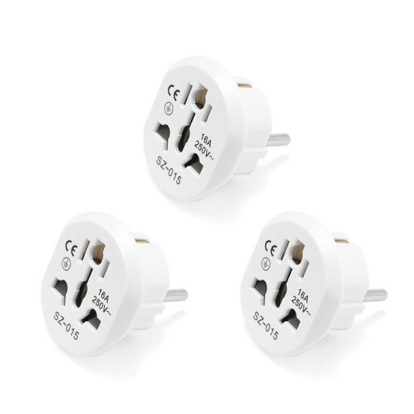 Universel rejseadapter 3 stk. hvid