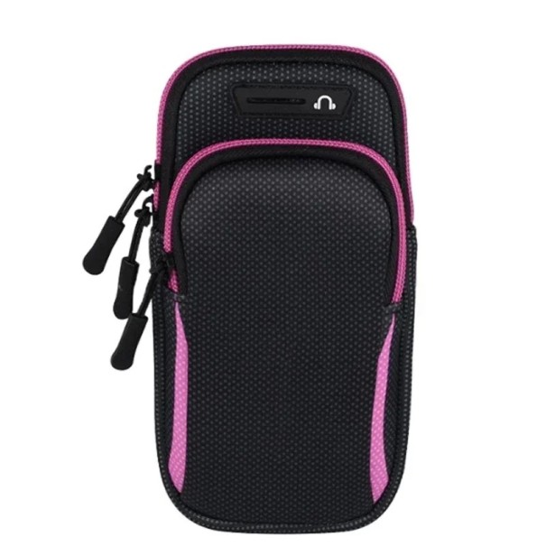 Universele hardloophoes voor mobiele telefoons tot 6,5 inch met verstelbare band voor sport en training roze