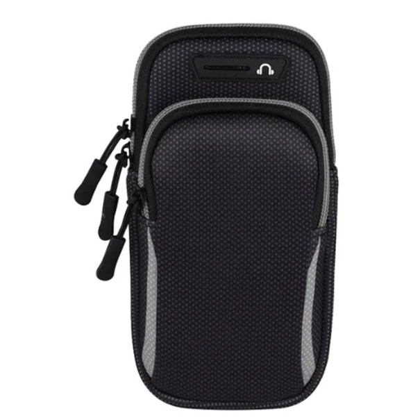 Universele hardloophoes voor mobiele telefoons tot 6,5 inch met verstelbare band voor sport en training wit