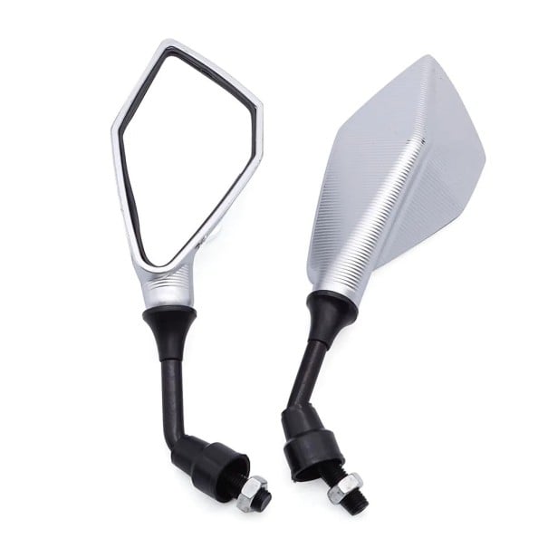 Universella backspeglar för motorcykel, 2 st, 10 mm gänga, ABS-konstruktion, bredd 23 cm, justerbar vinkel, lämplig för skotrar och motorcyklar silver