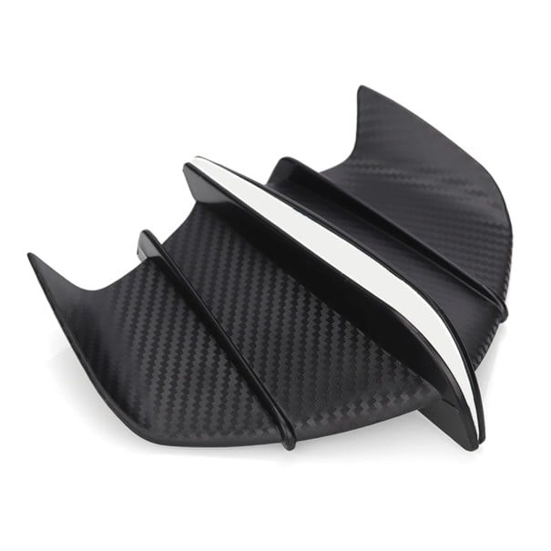 Universelle aerodynamiske vinger til motorcykelkåbe 17,7 x 9,5 cm mat sort med karbonmønster side spoilere selvklæbende montering 1