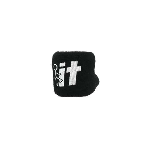 Universeller Baumwollüberzug für das Bremsflüssigkeitsbehältnis des Motorrads 7x7 cm schwarz mit dem Aufdruck der Buchstaben IT 1