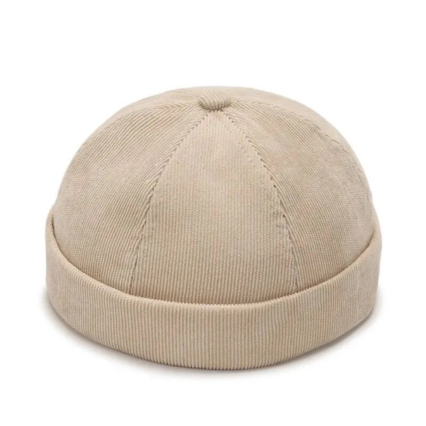 Universelt rundt Beanie Landlord Four Seasons hat i polyester Unisex hip hop Melon Skin hat til forår og efterår fritidstil beige