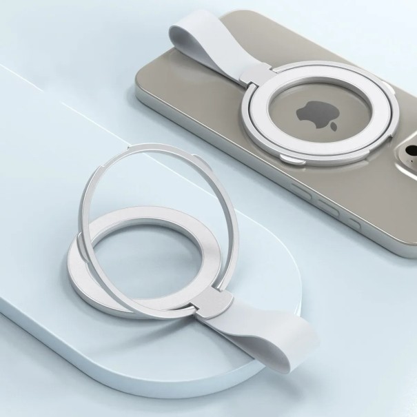 Univerzální magnetický stojánek na telefon Kroužek Tenký držák na mobil pro iPhone Pro Max Plus Samsung Stabilní opora bílá