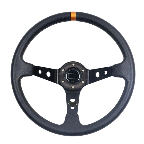 Univerzální sportovní volant 35 cm PU kůže Černý volant pro autozávody Ergonomický design Odolný materiál Pohodlné řízení Interiér vozu 1