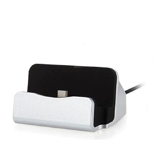 Univerzální stolní kolébka s USB-C konektorem stříbrná
