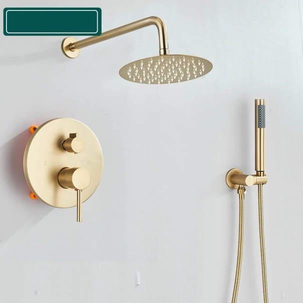 Unterputz-Duschsystem 2-Wege-Armatur Regendusche 20 cm Handbrause Schlauch 150 cm Einhebelmischer Gebürstetes Gold Für das Bad