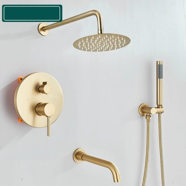 Unterputz-Duschsystem 3-Wege-Armatur Regendusche 20 cm Handbrause Badewannen-Aufsatz Einhebelmischer Gebürstetes Gold Für das Badezimmer