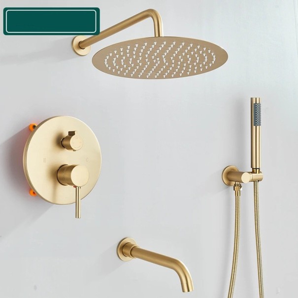 Unterputz-Duschsystem 3-Wege-Armatur Regendusche 30 cm Handbrause Badewannen-Aufsatz Einhebelmischer Gebürstetes Gold Für das Badezimmer