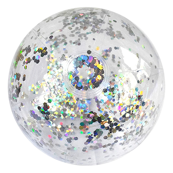 Uppblåsbar badboll med glitter Uppblåsbar poolboll 40 cm silver