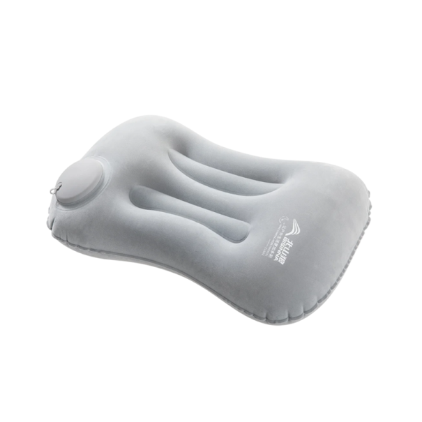 Uppblåsbar campingkudde 30 x 45 cm Lätt resekudde 126 g PVC-material Kompakta mått Hopfällbar uppblåsbar campingtillbehör grå