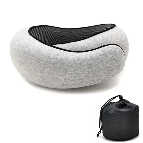 Uppblåsbar resekudde U-formad snigel Ergonomiskt nackstöd 360° andningsbar kudde för flygplansbil Avtagbart tvättbart överdrag 32x14 cm