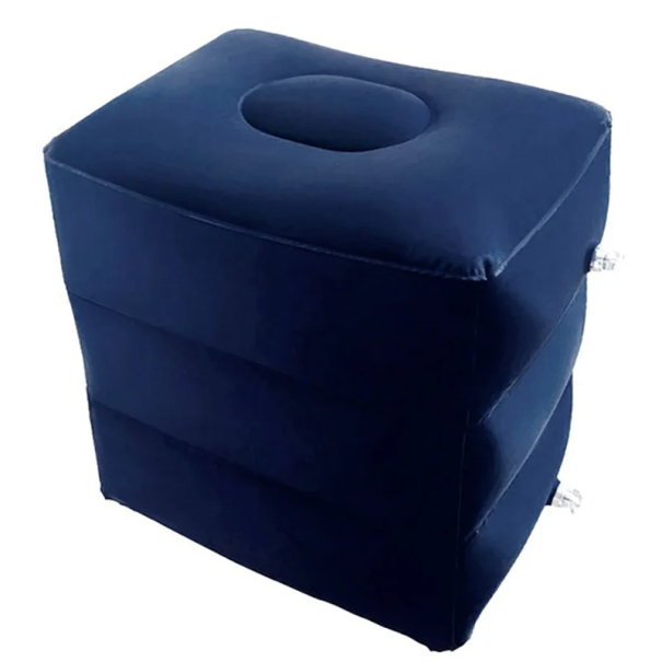 Uppblåsbart fotstöd i PVC för barn för flygplan 30x38x40 cm Justerbar höjd 3 delar Resefotstöd Komfort på långflygningar mörkblå